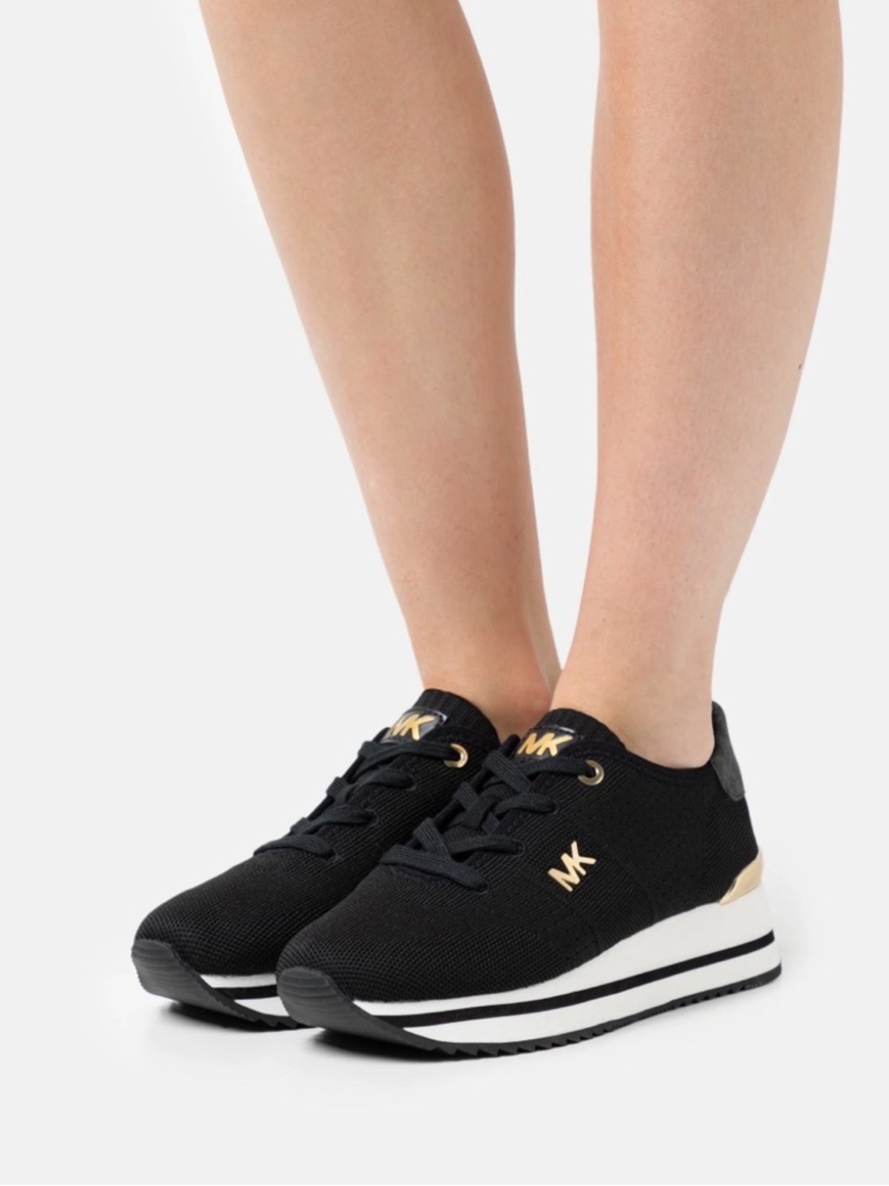Michael Kors Black Knit Platform Sneakers